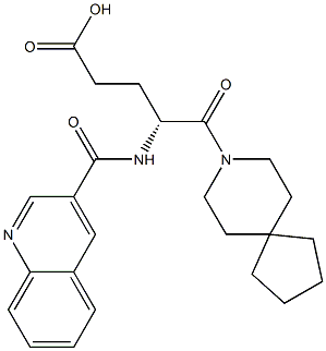 (R)-4-(3-Quinolinylcarbonylamino)-5-oxo-5-(8-azaspiro[4.5]decan-8-yl)valeric acid Structure