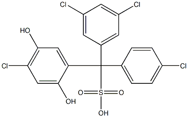 (4-Chlorophenyl)(3,5-dichlorophenyl)(4-chloro-2,5-dihydroxyphenyl)methanesulfonic acid Structure