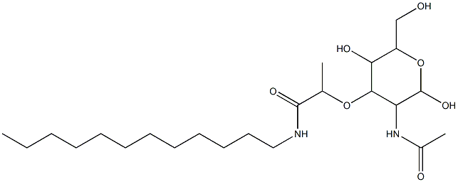 2-[[[2,5-Dihydroxy-6-hydroxymethyl-3-(acetylamino)tetrahydro-2H-pyran]-4-yl]oxy]-N-laurylpropanamide Struktur