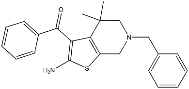 2-アミノ-3-ベンゾイル-4,5,6,7-テトラヒドロ-4,4-ジメチル-6-ベンジルチエノ[2,3-c]ピリジン 化学構造式