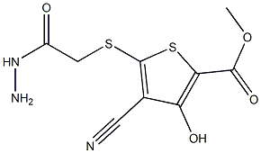 4-Cyano-3-hydroxy-5-[(2-hydrazino-2-oxoethyl)thio]thiophene-2-carboxylic acid methyl ester Structure