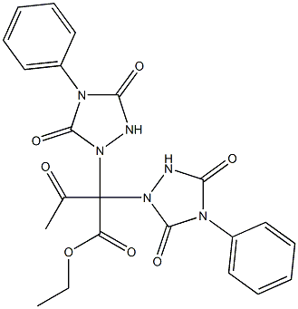 2,2-Bis[(tetrahydro-3,5-dioxo-4-phenyl-1H-1,2,4-triazol)-1-yl]-3-oxobutyric acid ethyl ester Structure