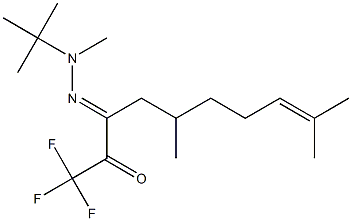 5,9-Dimethyl-3-[2-methyl-2-(tert-butyl)hydrazono]-1,1,1-trifluoro-8-decene-2-one,,结构式