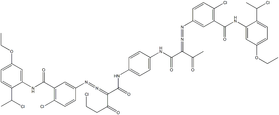 3,3'-[2-(Chloromethyl)-1,4-phenylenebis[iminocarbonyl(acetylmethylene)azo]]bis[N-[2-(1-chloroethyl)-5-ethoxyphenyl]-6-chlorobenzamide] Struktur