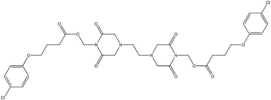 4,4'-Ethylenebis(2,6-dioxopiperazine-1-methanol)bis[4-(4-chlorophenoxy)butyrate] Structure