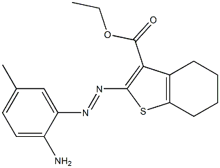 4,5,6,7-Tetrahydro-2-(2-amino-5-methylphenylazo)benzo[b]thiophene-3-carboxylic acid ethyl ester 结构式