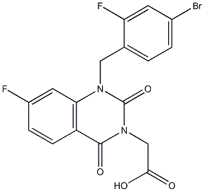 1-(4-Bromo-2-fluorobenzyl)-1,2,3,4-tetrahydro-7-fluoro-2,4-dioxoquinazoline-3-acetic acid,,结构式