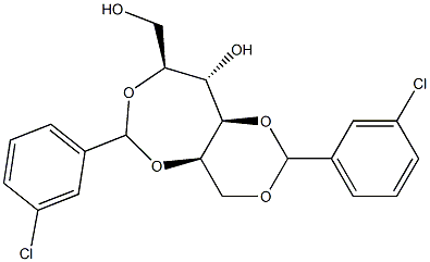 1-O,3-O:2-O,5-O-Bis(3-chlorobenzylidene)-L-glucitol Struktur