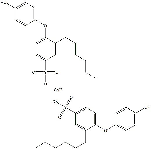 Bis(4'-hydroxy-2-hexyl[oxybisbenzene]-4-sulfonic acid)calcium salt,,结构式
