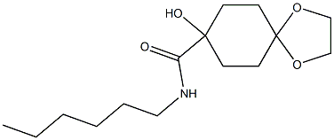 N-Hexyl-1-hydroxy-4,4-(ethylenedioxy)cyclohexanecarboxamide Struktur