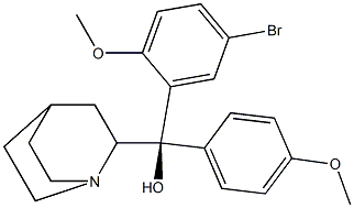 (R)-(キヌクリジン-2-イル)(p-メトキシフェニル)(2-メトキシ-5-ブロモフェニル)メタノール 化学構造式