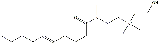 2-[N-(5-デセノイル)-N-メチルアミノ]-N-(2-ヒドロキシエチル)-N,N-ジメチルエタンアミニウム 化学構造式