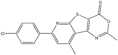 2,9-ジメチル-7-(4-クロロフェニル)-4H-ピリド[3',2':4,5]チエノ[3,2-d][1,3]オキサジン-4-オン 化学構造式