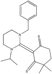 4,4-Dimethyl-2-[(1-benzyl-3-isopropylhexahydropyrimidin)-2-ylidene]cyclohexane-1,3-dithione,,结构式