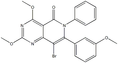 2,4-Dimethoxy-8-bromo-6-phenyl-7-(3-methoxyphenyl)pyrido[4,3-d]pyrimidin-5(6H)-one,,结构式