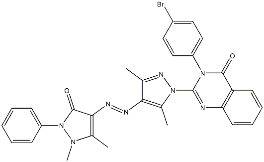 3-(4-Bromophenyl)-2-[3,5-dimethyl-4-[[(1,5-dimethyl-2,3-dihydro-2-phenyl-3-oxo-1H-pyrazol)-4-yl]azo]-1H-pyrazol-1-yl]quinazolin-4(3H)-one,,结构式