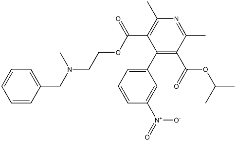 2,6-Dimethyl-4-(3-nitrophenyl)pyridine-3,5-dicarboxylic acid 3-(1-methylethyl)5-[2-[methyl(phenylmethyl)amino]ethyl] ester Structure