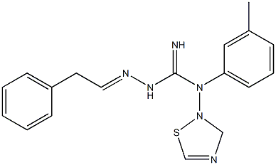 ジヒドロ-N-[(イミノ)[2-(2-フェニルエチリデン)ヒドラジノ]メチル]-N-(3-メチルフェニル)-1,2,4-チアジアゾール-2(3H)-アミン 化学構造式