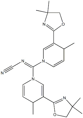 1,1'-(Cyanoiminomethylene)bis[4-methyl-3-(4,4-dimethyl-2-oxazolin-2-yl)-1,4-dihydropyridine] Struktur