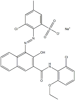 3-Chloro-5-methyl-2-[[3-[[(2-chloro-6-ethoxyphenyl)amino]carbonyl]-2-hydroxy-1-naphtyl]azo]benzenesulfonic acid sodium salt Structure