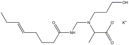 2-[N-(3-ヒドロキシプロピル)-N-(5-オクテノイルアミノメチル)アミノ]プロピオン酸カリウム 化学構造式