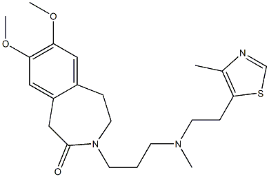 2,3-ジヒドロ-7,8-ジメトキシ-3-[3-[N-[2-(4-メチル-5-チアゾリル)エチル]-N-メチルアミノ]プロピル]-1H-3-ベンゾアゼピン-4(5H)-オン 化学構造式