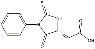 (4R)-5-オキソ-1-フェニル-2-チオキソイミダゾリジン-4-酢酸 化学構造式