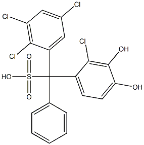 (2-クロロ-3,4-ジヒドロキシフェニル)(2,3,5-トリクロロフェニル)フェニルメタンスルホン酸 化学構造式