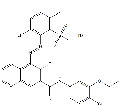 3-Chloro-6-ethyl-2-[[3-[[(4-chloro-3-ethoxyphenyl)amino]carbonyl]-2-hydroxy-1-naphtyl]azo]benzenesulfonic acid sodium salt Struktur