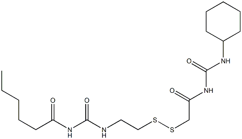 1-Hexanoyl-3-[2-[[(3-cyclohexylureido)carbonylmethyl]dithio]ethyl]urea Struktur