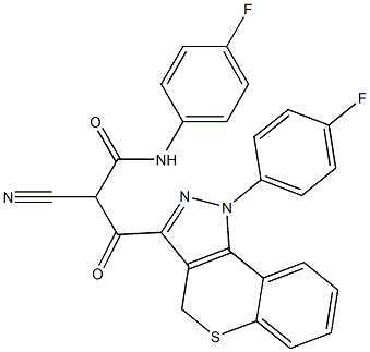 N-(4-Fluorophenyl)-3-[[1-(4-fluorophenyl)-1,4-dihydro-[1]benzothiopyrano[4,3-c]pyrazol]-3-yl]-2-cyano-3-oxopropanamide Structure