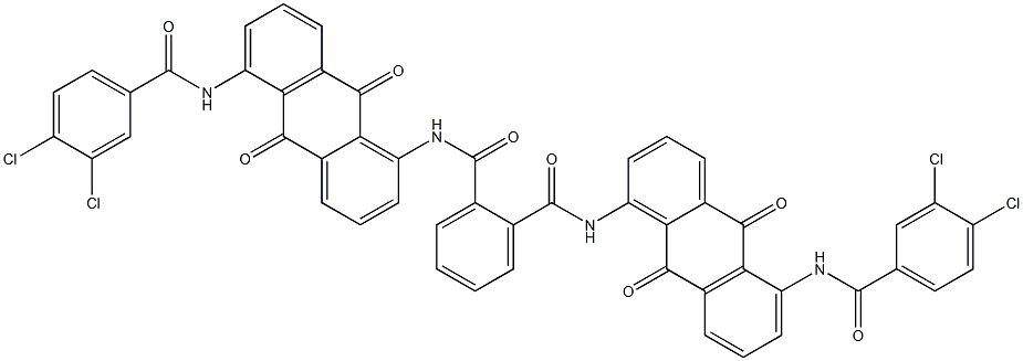 N,N'-Bis[5-(3,4-dichlorobenzoylamino)-9,10-dihydro-9,10-dioxoanthracen-1-yl]phthalamide 结构式