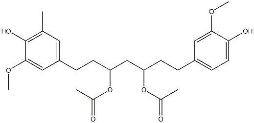 1-(4-Hydroxy-3-methoxy-5-methylphenyl)-7-(4-hydroxy-3-methoxyphenyl)heptane-3,5-diol 3,5-diacetate,,结构式