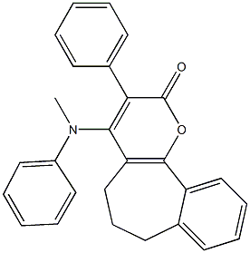 3-Phenyl-4-(methylphenylamino)-6,7-dihydrobenzo[6,7]cyclohepta[1,2-b]pyran-2(5H)-one 结构式