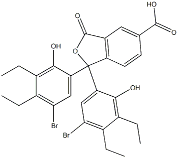 1,1-ビス(5-ブロモ-3,4-ジエチル-2-ヒドロキシフェニル)-1,3-ジヒドロ-3-オキソイソベンゾフラン-5-カルボン酸 化学構造式