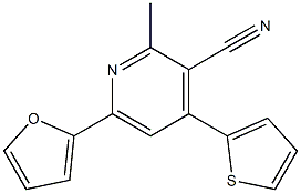 2-メチル-4-(2-チエニル)-6-(2-フリル)ピリジン-3-カルボニトリル 化学構造式