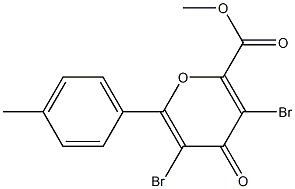 3,5-Dibromo-6-(4-methylphenyl)-4-oxo-4H-pyran-2-carboxylic acid methyl ester,,结构式
