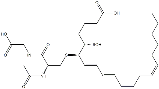 (5S,6R,7E,9E,11Z,14Z)-6-[[(R)-2-(アセチルアミノ)-3-オキソ-3-[(カルボキシメチル)アミノ]プロピル]チオ]-5-ヒドロキシ-7,9,11,14-イコサテトラエン酸 化学構造式
