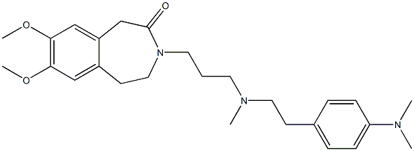 4,5-ジヒドロ-7,8-ジメトキシ-3-[3-[N-メチル-2-(4-ジメチルアミノフェニル)エチルアミノ]プロピル]-1H-3-ベンゾアゼピン-2(3H)-オン 化学構造式