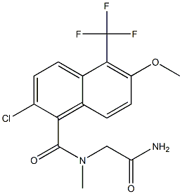 2-[N-[[2-クロロ-6-メトキシ-5-トリフルオロメチル-1-ナフタレニル]カルボニル]-N-メチルアミノ]アセトアミド 化学構造式