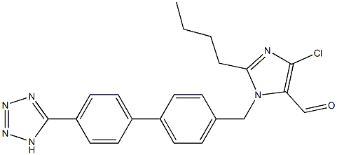 2-Butyl-4-chloro-1-[[4'-(1H-tetrazol-5-yl)-1,1'-biphenyl-4-yl]methyl]-1H-imidazole-5-carbaldehyde,,结构式