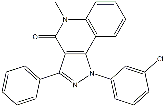 1-(3-クロロフェニル)-3-フェニル-5-メチル-1H-ピラゾロ[4,3-c]キノリン-4(5H)-オン 化学構造式