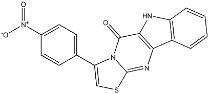 1-(p-Nitrophenyl)-3-thia-4,9,10a-triazacyclopenta[b]fluoren-10(9H)-one Structure