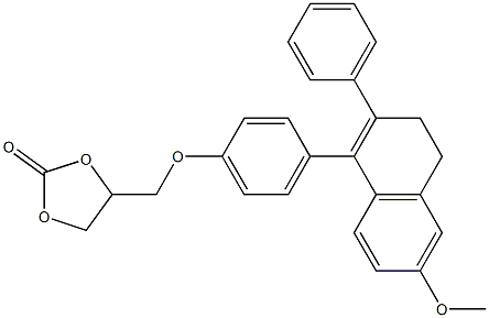 4-[4-(3,4-ジヒドロ-6-メトキシ-2-フェニルナフタレン-1-イル)フェノキシメチル]-1,3-ジオキソラン-2-オン 化学構造式