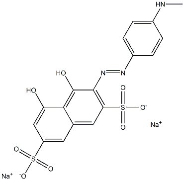 4,5-ジヒドロキシ-3-[(4-メチルアミノフェニル)アゾ]ナフタレン-2,7-ジスルホン酸二ナトリウム 化学構造式