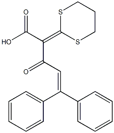 2-(1,3-Dithian-2-ylidene)-3-oxo-5,5-diphenyl-4-pentenoic acid Struktur