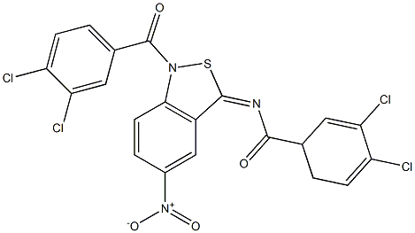 5-ニトロ-1-(3,4-ジクロロベンゾイル)-3(1H)-(3,4-ジクロロベンゾイル)イミノ-2,1-ベンゾイソチアゾール 化学構造式