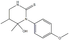 3,4,5,6-テトラヒドロ-4,5-ジメチル-4-ヒドロキシ-3-(p-メトキシフェニル)-2(1H)-ピリミジンチオン 化学構造式