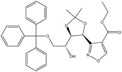 3-[(1S,2R,3R)-3-ヒドロキシ-1,2-(イソプロピリデンジオキシ)-4-トリチルオキシブチル]イソオキサゾール-4-カルボン酸エチル 化学構造式