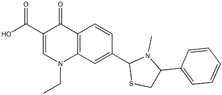 1,4-Dihydro-1-ethyl-4-oxo-7-(3-methyl-4-phenylthiazolidin-2-yl)quinoline-3-carboxylic acid 结构式